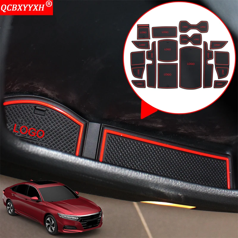 

QCBXYYXH Car Styling Slot Pad Interior Door Groove Mat Latex Anti-Slip Cushion Auto Accessories For Honda 10th Accord 2018 2019