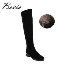 Bacia Fashion Black Over Knee font b Boots b font Suede Leather font b Boots b