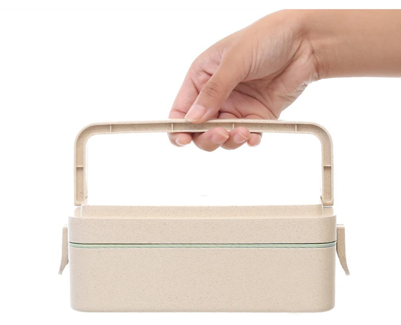 TUUTH Wheat Straw Lunch Box 2 3 Layer Microwave Bento Boxes Dinnerware Food Storage Container Food box B12