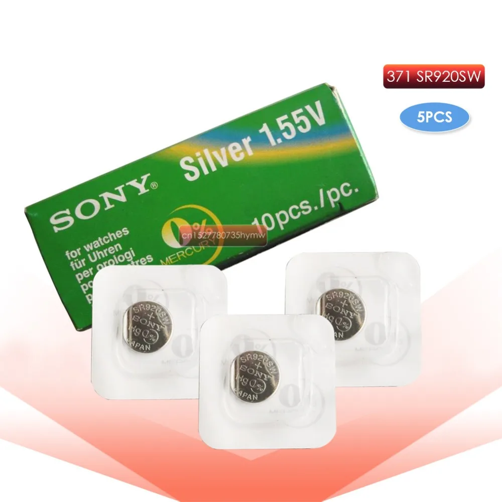 

5pc Sony 100% Original 371 SR920SW 920 1.55V Watch Battery SR920SW 371 Button Coin Cell MADE IN JAPAN