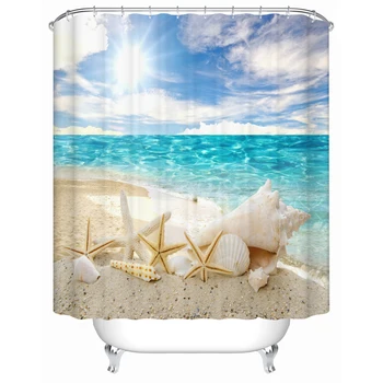 

Summer Holiday Beautiful View of The Beach The Shower Curtain for Waterproof Accessories Bathroom Products Shower Curtains