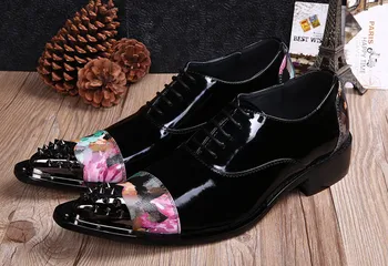 

men new fashion pointed toes iron toes increase show leather shoes male spring autumn leather shoes free shipping