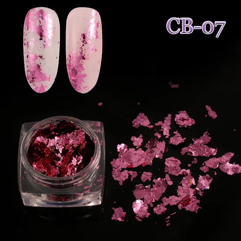 12 Grid/Set or 1 JAR Colorful Aluminum Irregular Holographic Glitter Foil Sequin Powder Nail Mirror Flake Paillette Manicure DIY - Color: CB07