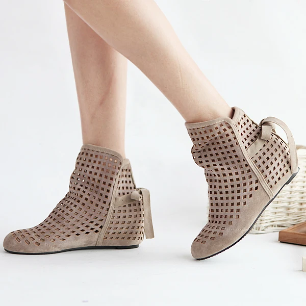 

Spring and autumn new arrival net boots reticularis cutout back strap fashion elevator boots summer boots female shoes