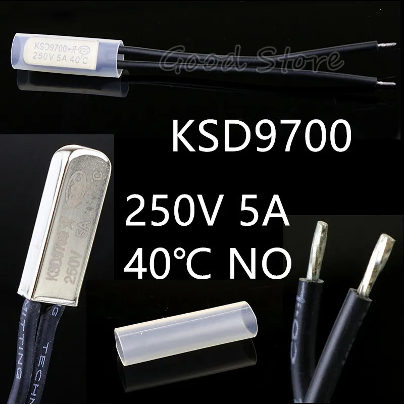 1 шт. KSD9700 NO 5A250V 40 градусов Цельсия нормально открытый температурный переключатель Термостат тепловой протектор