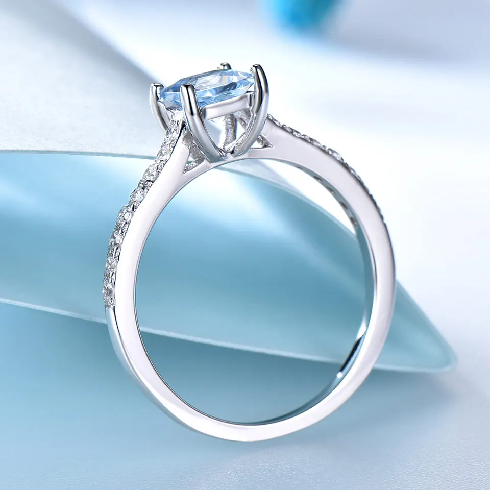 UMCHO подлинное серебряное кольцо 925 пробы изготовленное Nano Sky Blue Topaz винтажное