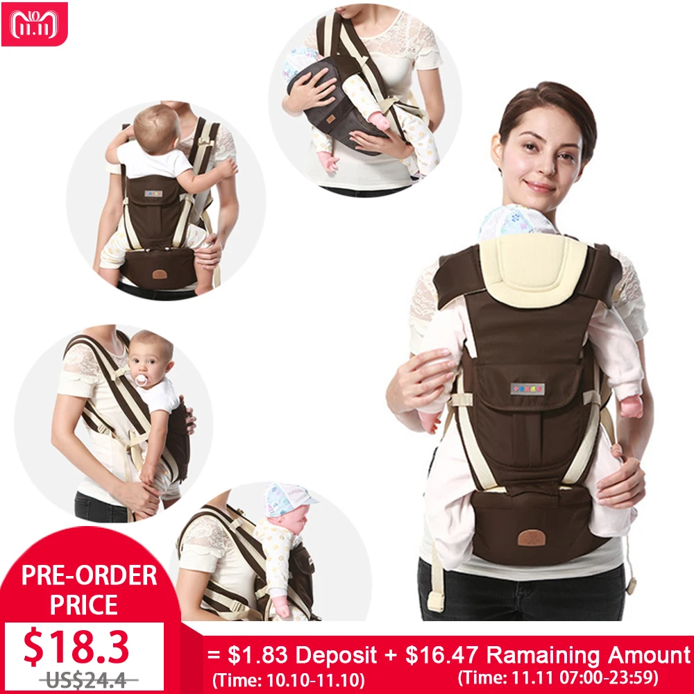(11.11 Pre-order) Ergonomic Baby Carrier Backpack Breathable Bebe Kangaroo Hipseat Mochila Toddler Infant Sling Waist Stool