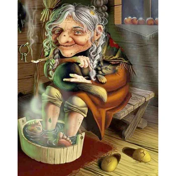 

Rhinestone diamond painting Witch Portrait crystal DIY Diamond painting grandma Home Decor 3D cross stitch diamond embroidery
