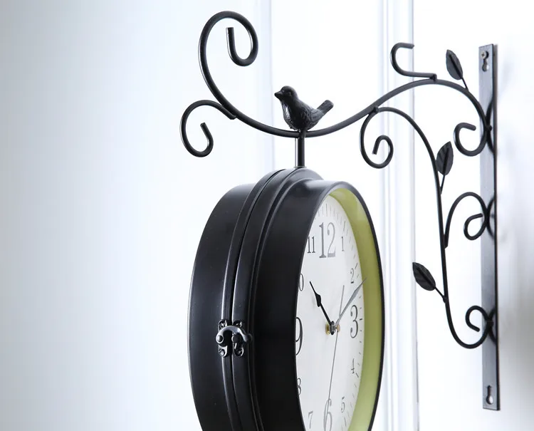 Idyllic гостиная Двухсторонние настенные часы простые немой Железный художественный креативный с двух сторон винтажные часы; кварцевые часы большие