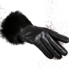 Кожаные перчатки прелестный мех кролика осенне-зимние кашемировые теплые перчатки из овчины варежки из натурального меха Горячая Распродажа