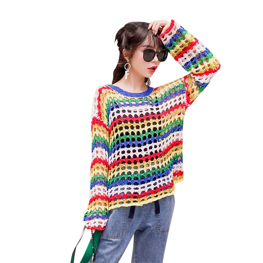 long rainbow sweater