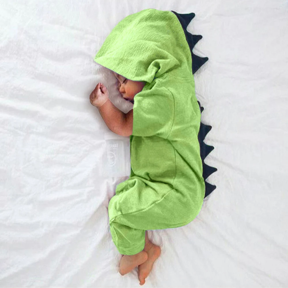 Одежда для новорожденных, для маленьких мальчиков и девочек с коротким рукавом Повседневный комбинезон с капюшоном комбинезон костюмы пляжные, одежда наряды костюм динозавра