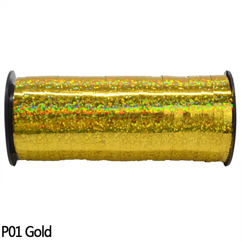 5 мм воздушные шары ленты лента-лазер для вечерние украшения Подарочная коробка DIY упаковка свадебные украшения фольги атласные ленты аксессуары - Цвет: Gold