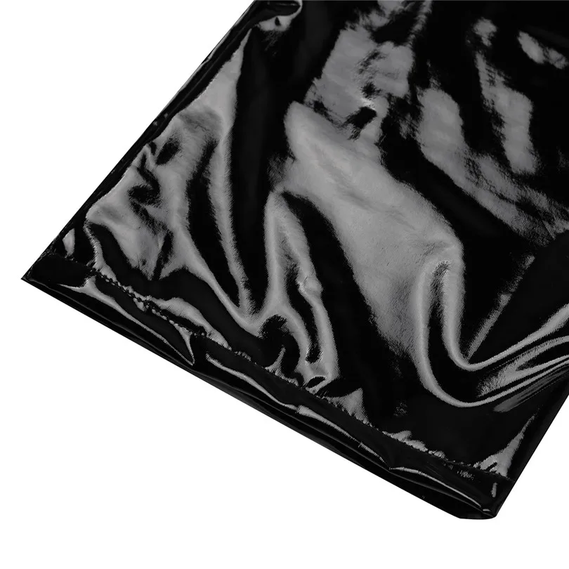 Black Men Shiny Patent Leather Open Penis Ring Long Leg Boxer Short Panties Wetlook Slim Fit Men Elastic Waist Short