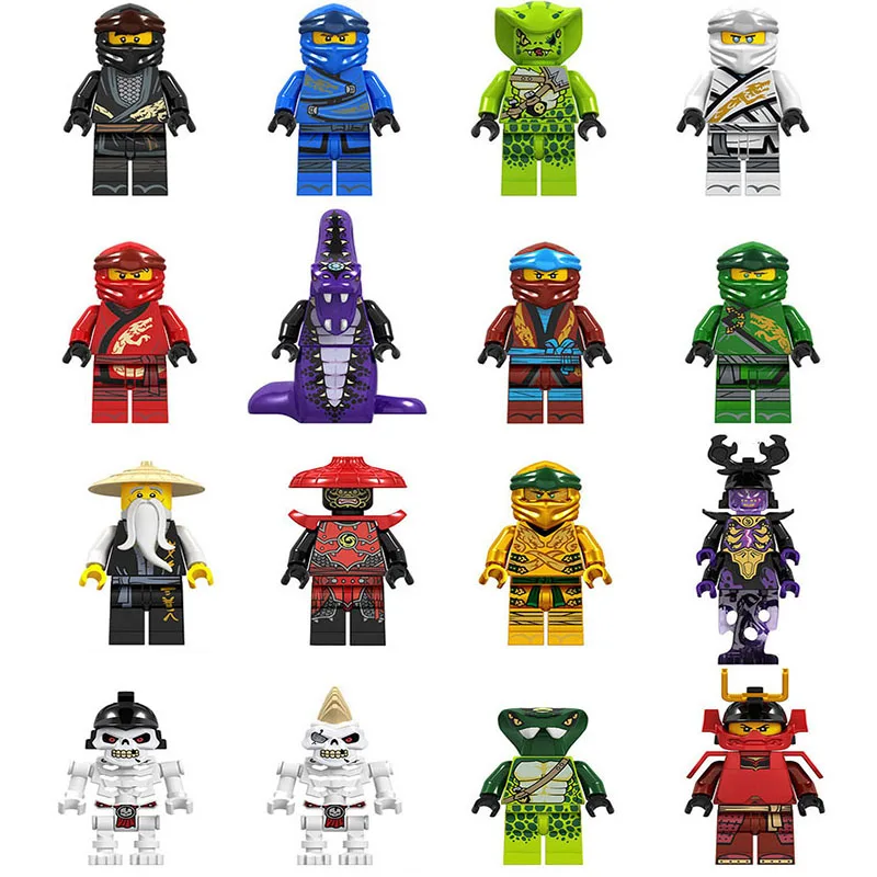 

1Pc Legoing Ninjagoing Figures Block Kai Jay Zane Cole Golden Ninja Lloyd Overlord Sount Wu Building Brick Toy For Kids