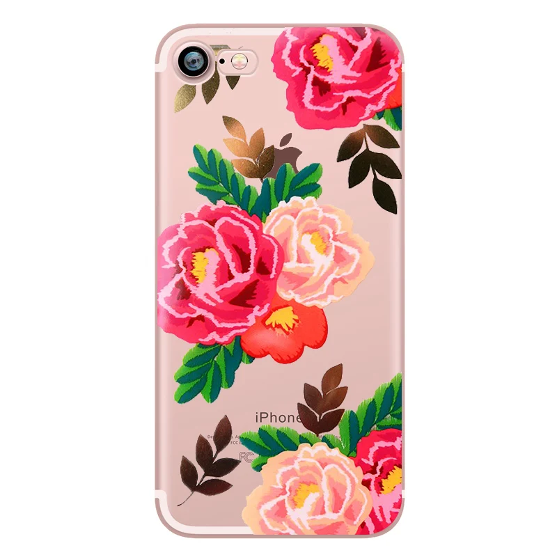 Summer Flower Fresh Retro Rose Peony Silicon Transparent TPU Soft Clear Phone Case for Apple iphone 5S 6S 6plus 7plus SE 5 Coque (6)