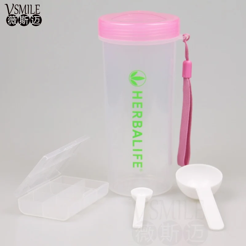 4 шт./компл. 500 мл Гербалайф питание пластиковая бутылка Спортивная встряхнуть вода молоко сок Удобная бутылка с веревкой равной степени бутылка - Цвет: Pink