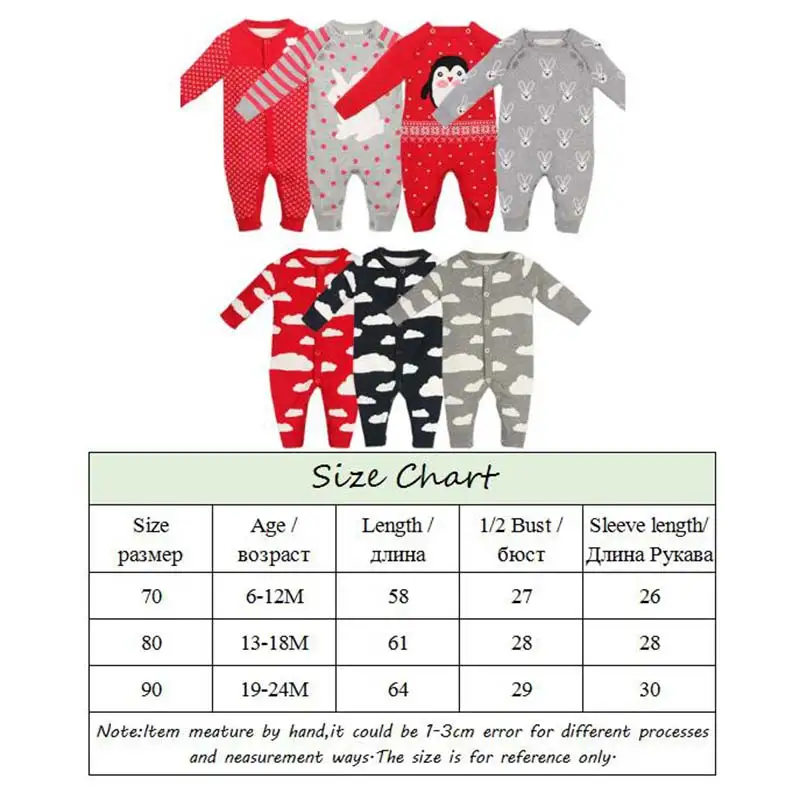Baby Boy Cotton Knitted Rompers Toddler Girl Spring Autumn Warm Jumpsuit Newborn Long Sleeve One Piece Jumpsuits Baby Clothes