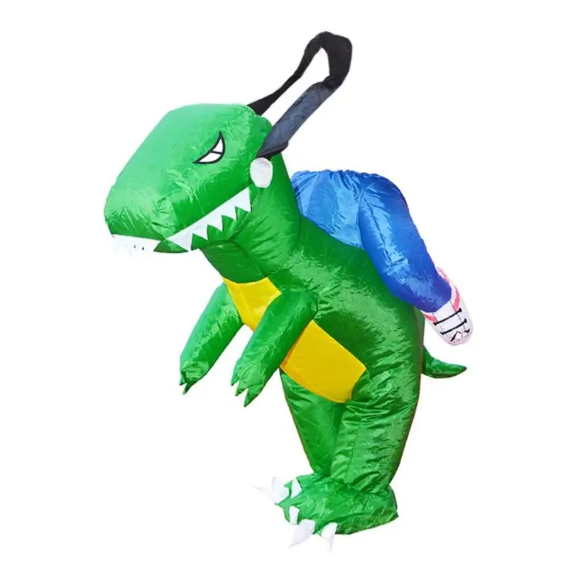 3D стоячий надувной костюм динозавра для верховой езды, платье на Хэллоуин, карнавальный костюм для взрослых и детей, Забавное платье динозавра для верховой езды - Цвет: Зеленый
