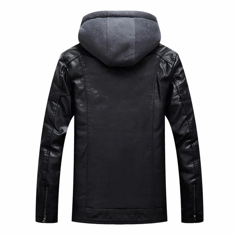 Dropshipping Men Leather Jacket Autumn Winter Removable Hooded Warm Motorcycle Jackets Coat Men's Black Casual PU Leather Jacket Dropshipping Men Leather Jacket Autumn Winter Removable Hooded Warm Motorcycle Jackets Coat Men's Black Casual PU Leather Jacket