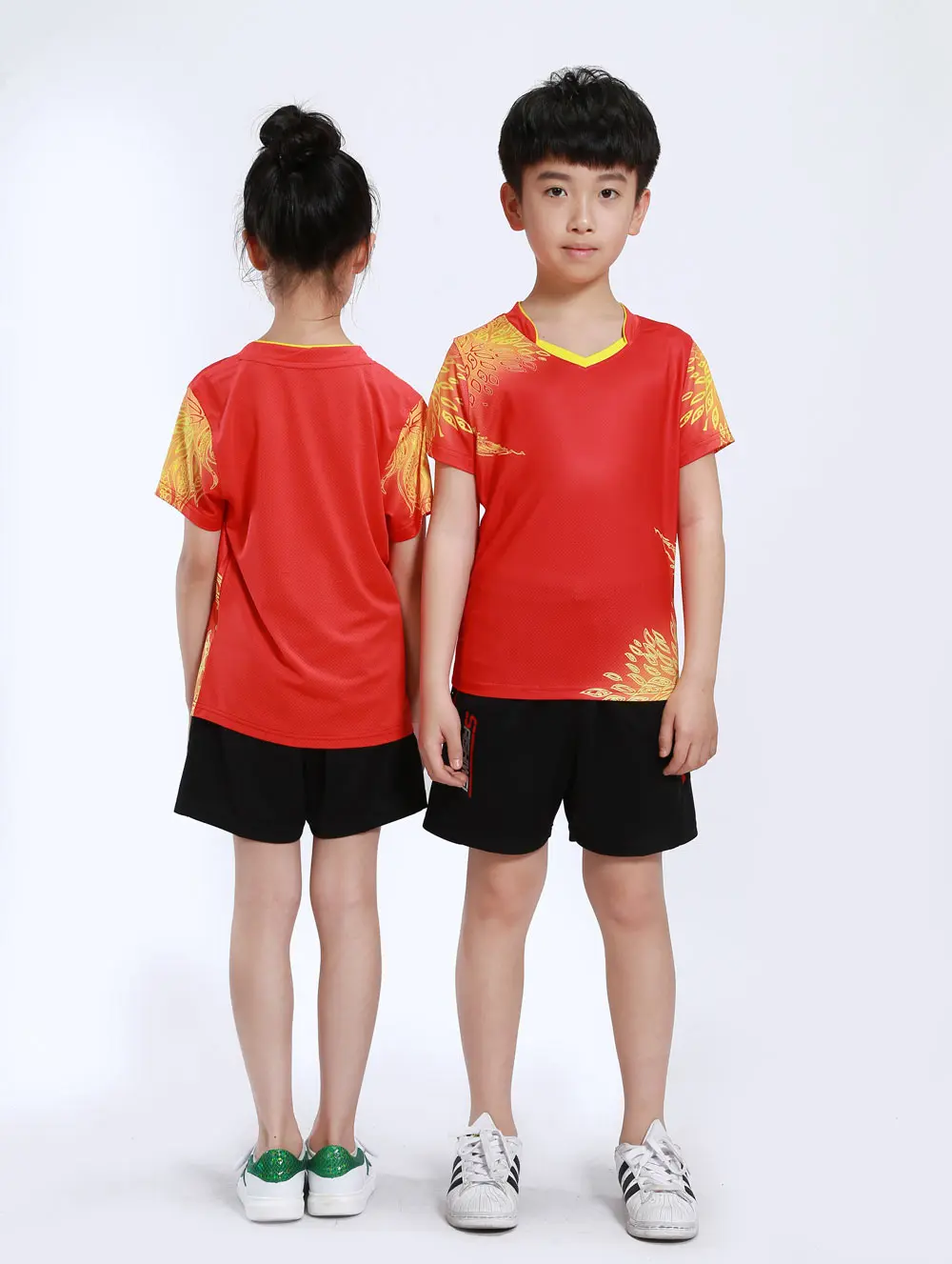 Adsmoney/Детский костюм для настольного тенниса с v-образным вырезом, уникальный дизайн, дышащая и быстросохнущая футболка и шорты для бадминтона