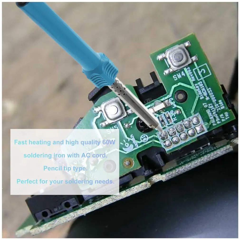 

Professional PC PCB 60W 220V Soldering Welding Iron Tool Heat Pencil Iron Gun