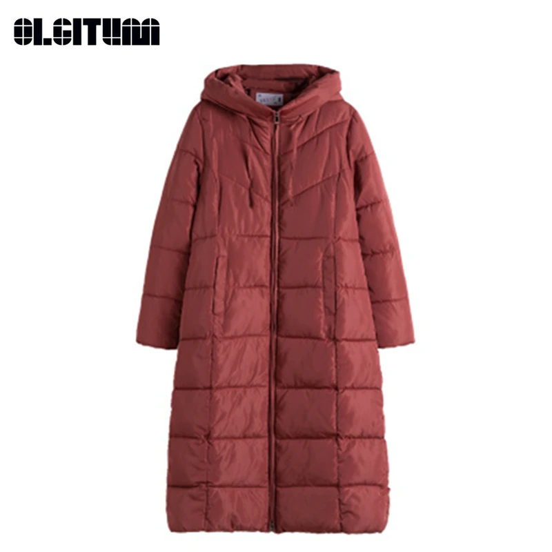 

New 2018 Winter 2XL-4XL Cotton Coat Literary Simple Loose Long Large Size Thick Warm Fashion Solid Slim Outwear Casaco