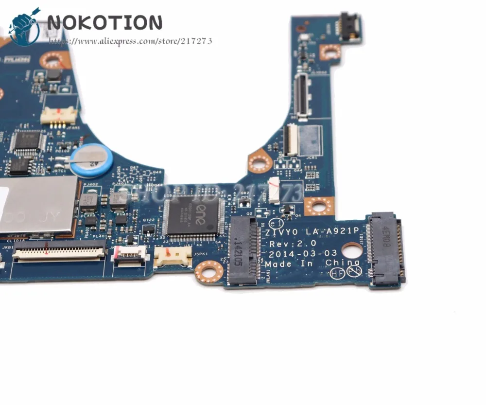 Promo  NOKOTION For Lenovo yoga 2 13 Laptop Motherboard 13.3 inch SR16Z I7-4500U CPU ZIVY0 LA-A921P Full t