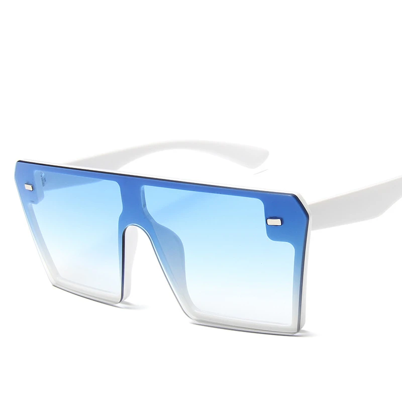 Новая мода негабаритных Квадратные Солнцезащитные очки для женщин LuxuryBrand конструкция с плоским верхом градиент солнцезащитные очки для женщин Для мужчин Óculos UV400 - Цвет линз: White