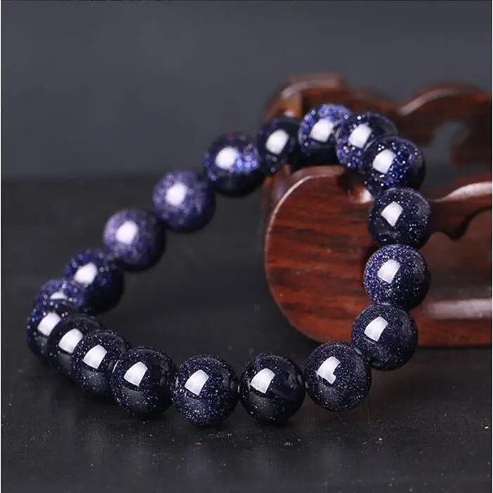 

Fashion Vintage Natural Blue Sandstone Bracelet for Men and Women Lover Gift Jewelry 4-6-8-10-12-14-16mm Beads Bracelet & Bangle