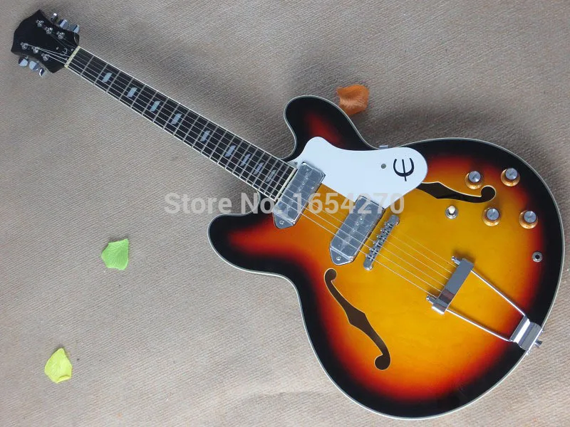 

Free shipping new ES335 empty heart jazz sunset color VS genuine steel P90 pickups Electric Guitar 150810