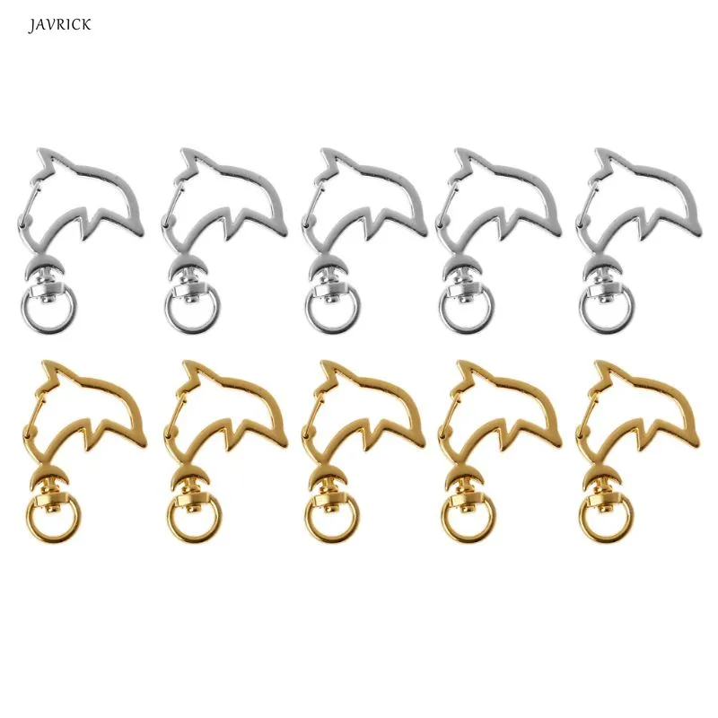 

5Pcs Dolphin Metal Snap Hook Lobster Clasps Lanyard Keychain Jewelry Findings