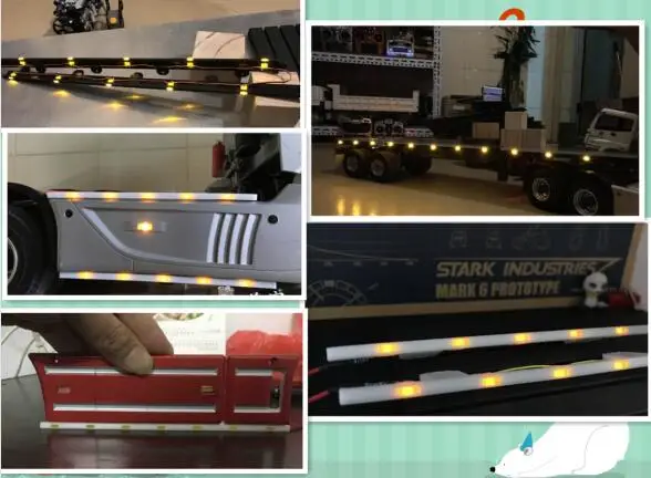 

Side chassis warning lights led for 1/14 Tamiya RCW4D LEISU BENZ HOBBY KING OFF ROAD VOLVO MAN TGX Tractor Engineering Truck