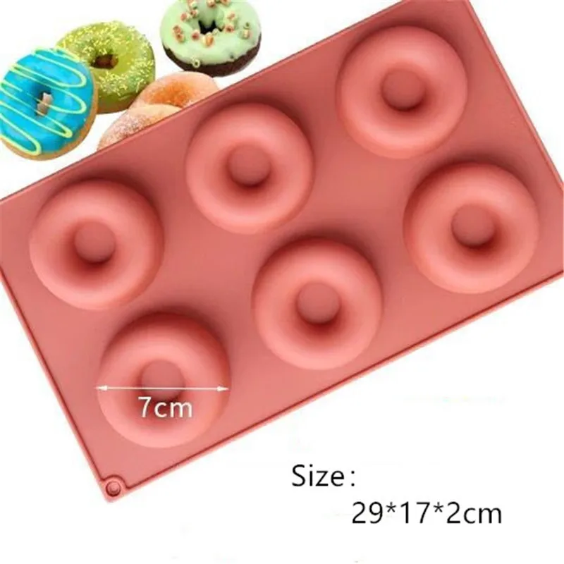 6/8/18 Holes Donut Silicone Mold Chocolate Silicone Mold Ice Cubes Soap Cookies Mould Jelly Fondant Molds Cake Baking Tools - Цвет: 6 Holes