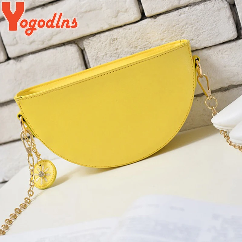Yogodlns 2019 جديد أزياء النساء Crossbody حقيبة lemon الفاكهة شكل البسيطة حافظة نقود مخلب سلسلة حقيبة كتف السيدات حقيبة ساعي