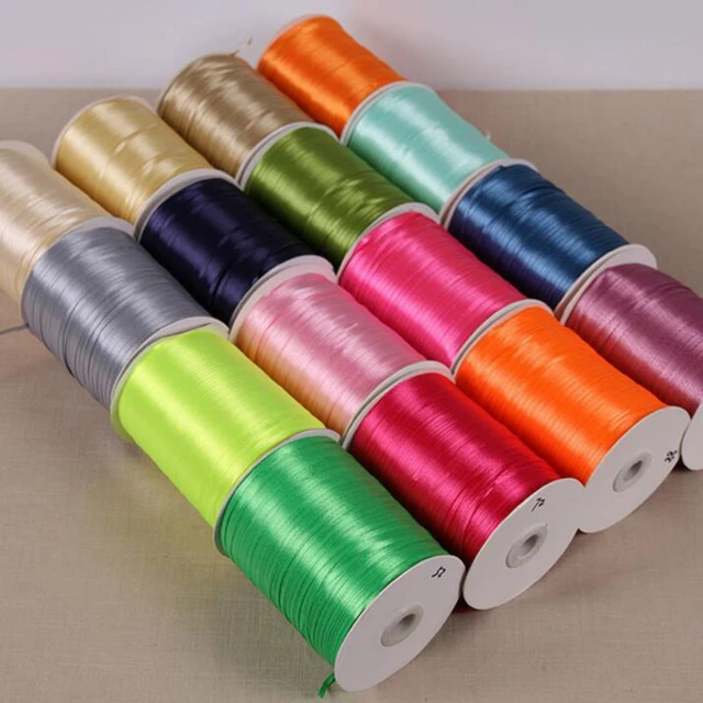 1 Volume 2MM Thin Ribbon Balloon Colorful Rope Ribbon Double-Sided Ribbon  Decoration DIY Packaging Hair Accessories Wholesale