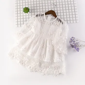 

2019 New Summer Fashion Kids Dresses For Baby Girls Long Sleeve Embroidery Print Dress For Wedding Party Dress Princess Dress