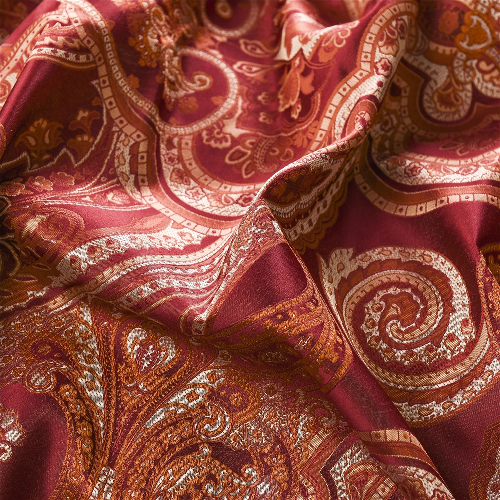 HS الأوروبية نمط الجاكار الحرير 28 Momme التوت الحرير 4 قطع الفراش مجموعات غطاء لحاف غطاء سرير المخدة الملك حجم طاقم غرفة نوم