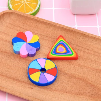 

3 Pcs Creative Stationery Pencil 2B Eraser Kawaii Colorful Shape Rubber Eraser for Office School Prize Writing Drawing