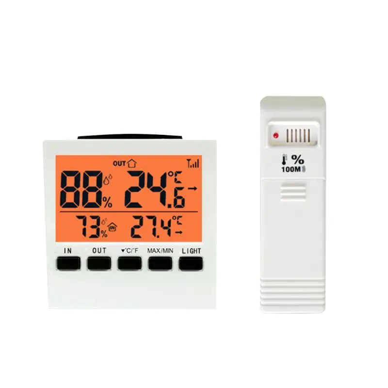 Крытый/Открытый беспроводной Метеостанция ЖК-цифровой термометр гигрометр Температура измеритель влажности терморегулятор - Цвет: Orange