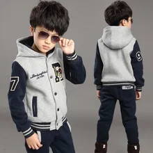 Vêtements pour L’hiver des enfants Costume R Nouveau Style de Garçon Grand Garçon Tenue De Sport de Garçon Ajouter Épais Vêtements Enfants Baseball Vêtements