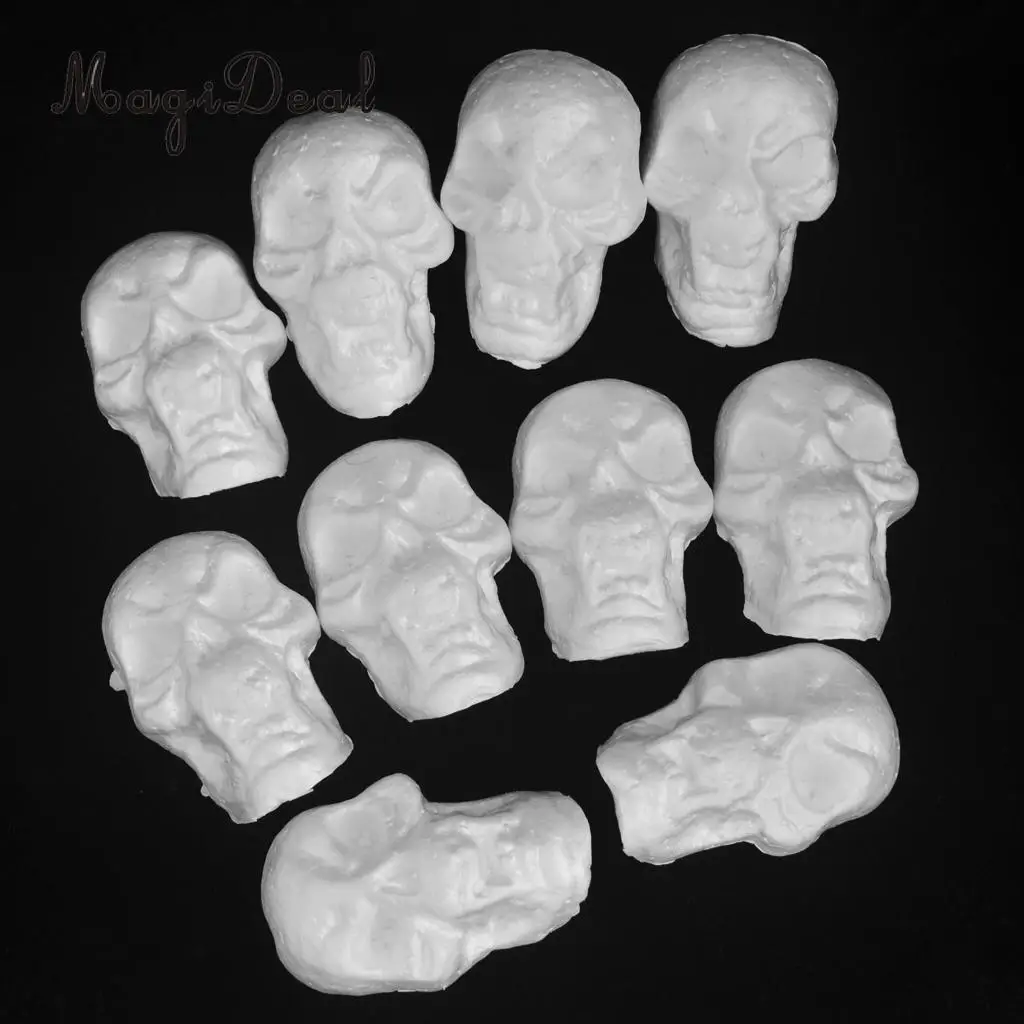 10pcs Flat Back Halloween Skull Styrofoam Foam Party Ornaments DIY Materials for Kids Painting Craft  