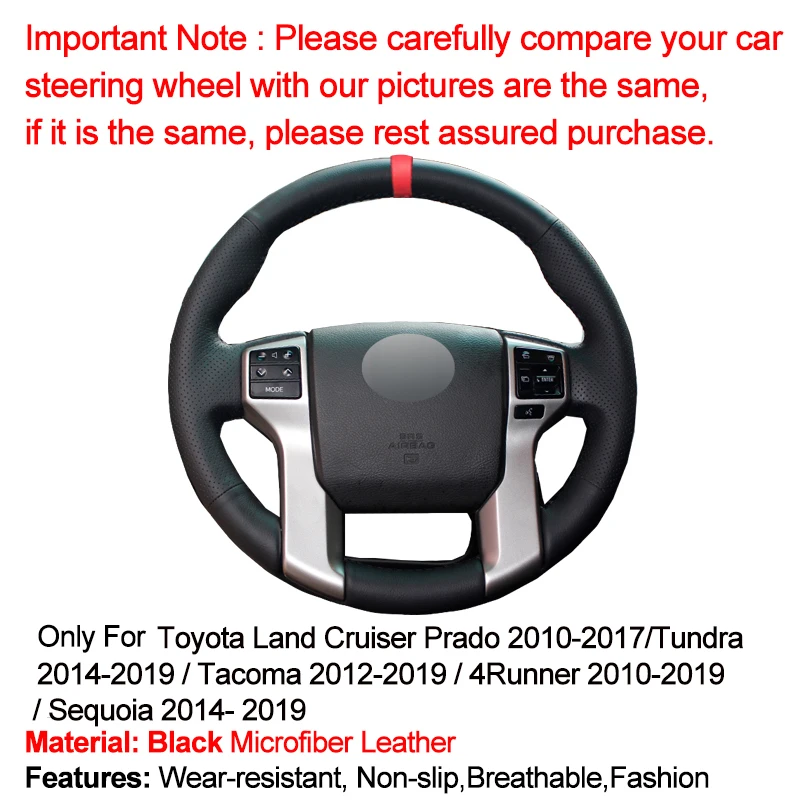 3  for Toyota Land Cruiser Prado 2010-2015 Tundra Tacoma 4Runner steering  wheel cover