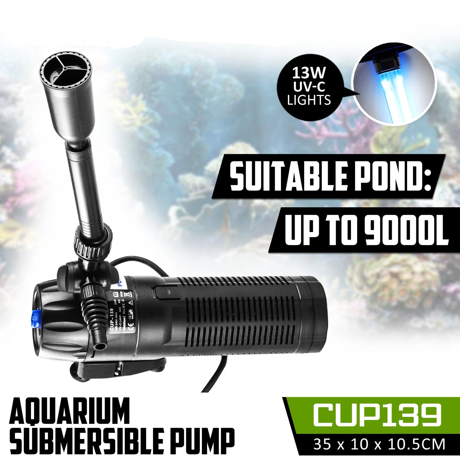 

NCFAQUA 28W 1000L/h Multi-functional Submersible Water Pump UVC Filter for Aquarium Fish Tank Garden Fountain Pond Up to 9000L