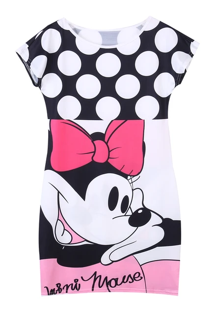 2017 fashion Minnie Mouse Women Dress Summer Sexy Pencil Dresses Bodycon S 3XL Vintage Fitness Vestidos Print Cute Women Dress 1