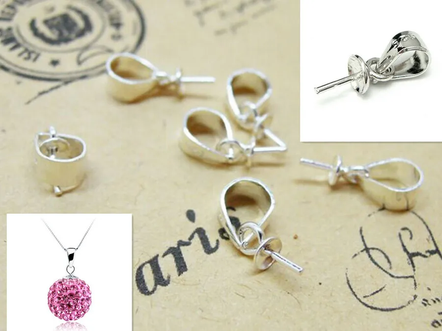 

20PCS 925 sterling silver Jewellery Sets Findings Genuine Pure 925 Sterling Silver Cup Cap Bail Connector For Pendant