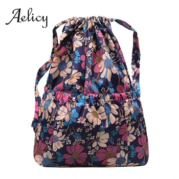 

Aelicy Women's Fashion Floral Print Drawstring Backpacks Large Capacity Travel Casual Waterproof Folding Fashion Backpack Female