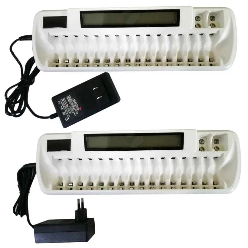 16 слотов LCD Смарт зарядное устройство bay зарядные устройства для AA AAA Ni MH Cd
