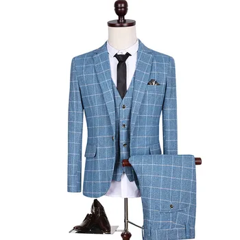 

Hight Quality Three Pieces Sets Suits / Men Fashion Business Casual Suit Blazers Jacket Coat Trousers Pants Vest Waistcoat