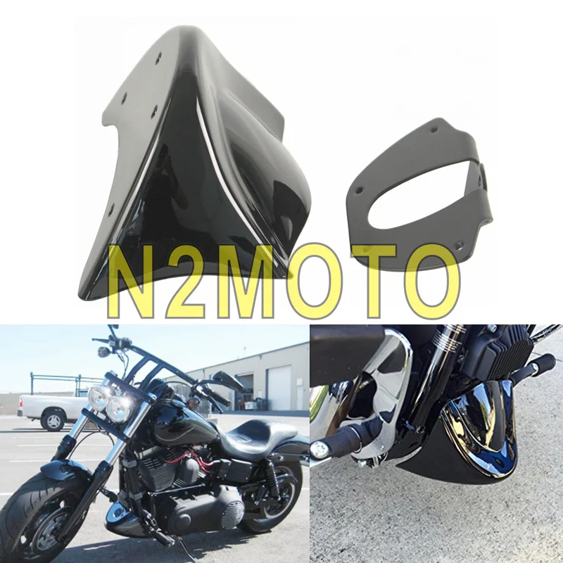 

Gloss Black Front Chin Spoiler Motorcycle Chin Air Dam Fairing Bottom Mudguard for Harley Dyna Fat Bob Wide Glide FXD 2006-2017